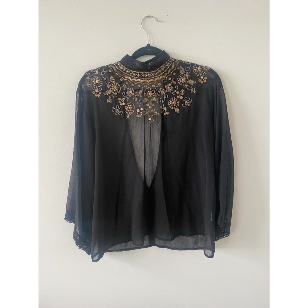 Forever21 Sheer Top with Beaded and Lace Details